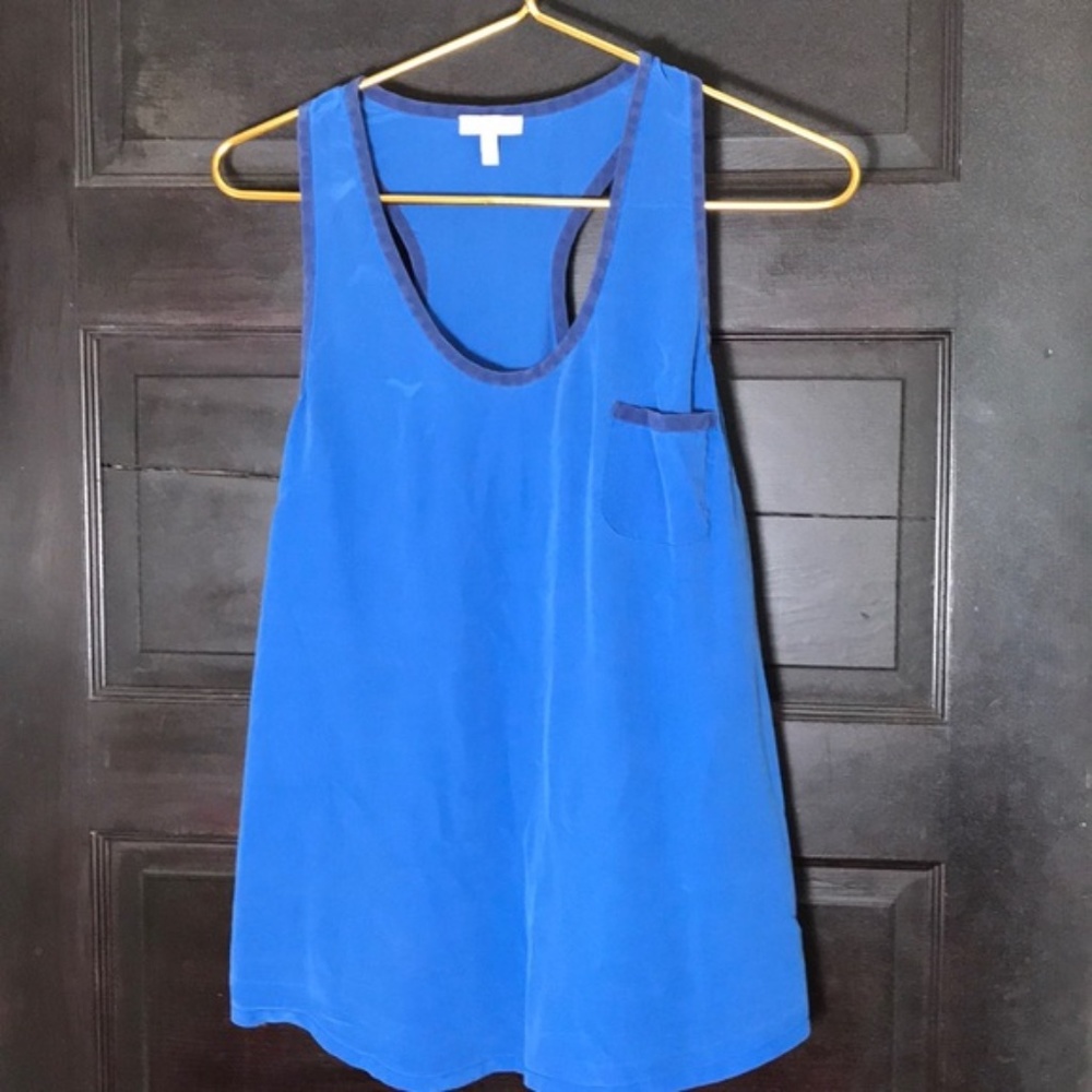 Joie Racerback blue silk tank top S